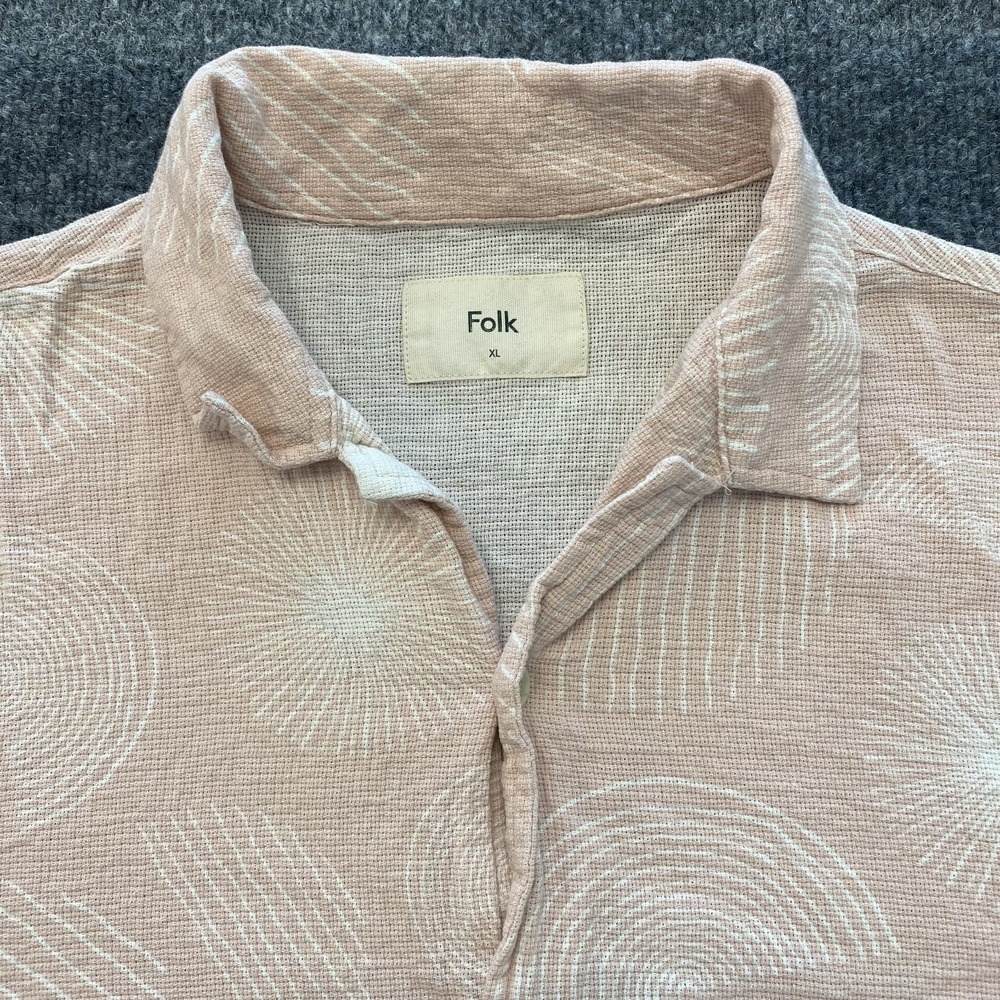 Folk Woven Camp Short Sleeve Button Shirt Mens XL Hawaiian Outdoors 100% Cotton